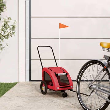 vidaXL Hondenfietstrailer oxford stof en ijzer rood, Verzenden