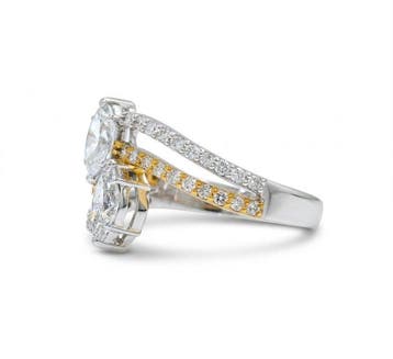 Cocktailring - 14 karaat Witgoud, Geel goud - 1.10ct. tw.
