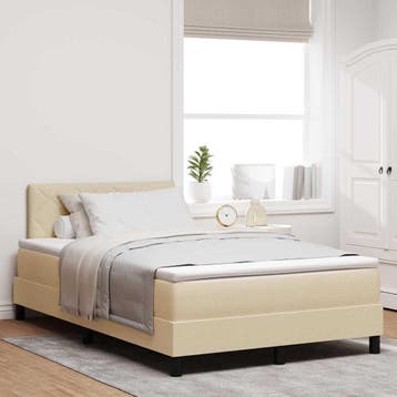 vidaXL Boxspring bed met LED-stripverlichting Crème 120 x, Verzenden, Nieuw