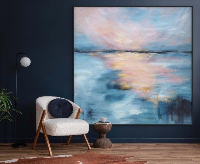 Ellis Hollering - Soft Horizon Light - XXL Abstract, Antiek en Kunst, Kunst | Schilderijen | Modern
