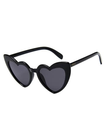 Zonnebril Hartjes Cat Eye Zwart Montuur Zwarte Glazen Vintag, Ophalen of Verzenden, Nieuw, Zwart