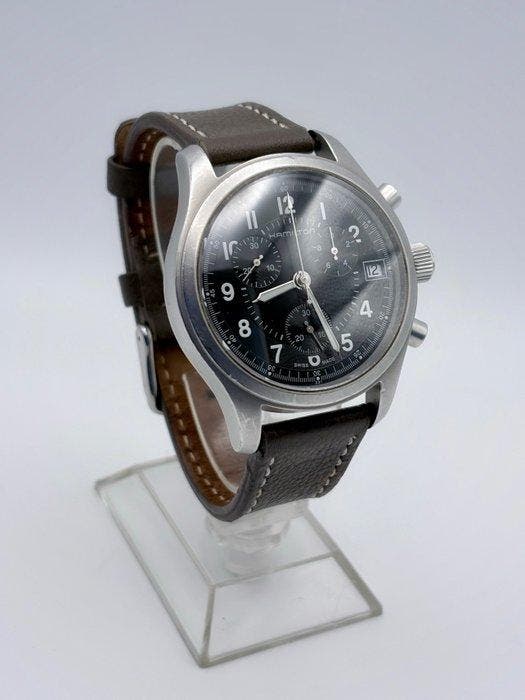 Hamilton - Khaki Pilot Chronograph - Zonder minimumprijs -, Handtassen en Accessoires, Horloges | Heren