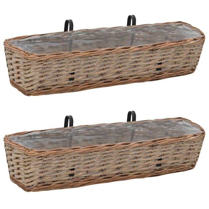 vidaXL Balkonbakken 2 st 80 cm wicker met PE-voering, Jardin & Terrasse, Pots de fleurs, Envoi