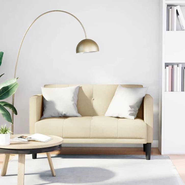 vidaXL Loveseat bank / zetel Crème 111 cm Stof, Maison & Meubles, Canapés | Salons, Envoi