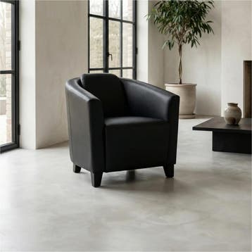 Leren fauteuil Press - Toledo Nero (zwart) - Poten hout, Nieuw, Ophalen of Verzenden, Eigentijds, Klassiek, Retro, Romantisch, Vintage