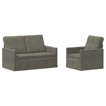 vidaXL bank / zetelstel 2 pcs Lichtgrijs Corduroy stof, Verzenden