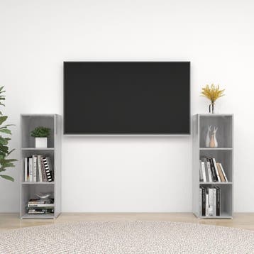 vidaXL Tv-meubelen 2 st 107x35x37 cm bewerkt houtbetongrijs, Verzenden, Nieuw