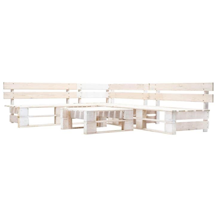 vidaXL 4-delige Loungeset pallet hout wit, Tuin en Terras, Tuinsets en Loungesets, Loungeset, Nieuw, Verzenden