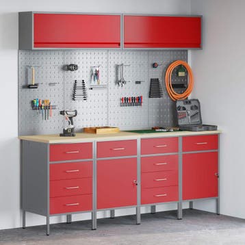 vidaXL Werkkast Set met lade met opslag met slot 10 st Rood, Verzenden, Nieuw