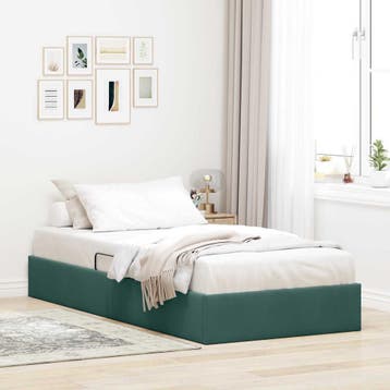 vidaXL Ottoman Bedframe met opslag Donkergroen 100 x 200 cm, Verzenden
