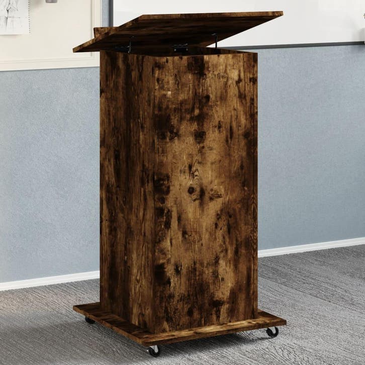 vidaXL Lessenaar met wielen en lade 55x55x107 cm hout, Maison & Meubles, Bureaux, Envoi
