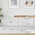 vidaXL Inklapbare stoel 2 pcs Wit en Grijs 48 x 43,5 x 81 cm, Huis en Inrichting, Stoelen, Verzenden, Nieuw