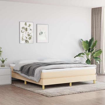 vidaXL Boxspring bed stof crèmekleurig 180x200 cm, Verzenden