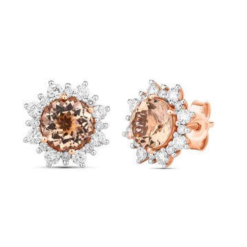 Oorbellen - 14 karaat Roségoud - 1.93ct. tw. Morganiet -, Nieuw