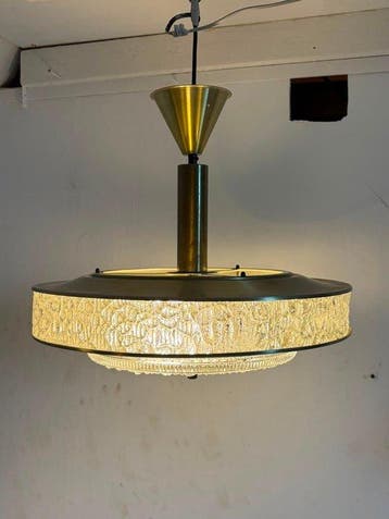 Herda - Plafondlamp - Messing, Glas, Metaal
