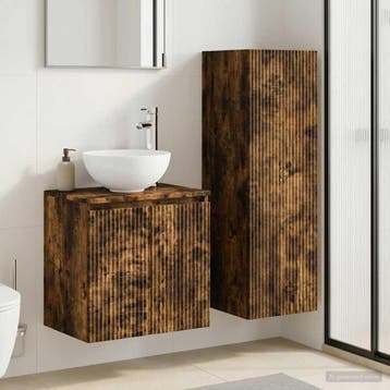 vidaXL Badkamermeubel Set 2 st Gerookt eiken 33 x 34,5 x 100, Maison & Meubles, Tables | Coiffeuses, Verzenden