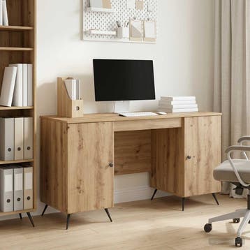 vidaXL Bureau Artisanaal eiken 142,5 x 50 x 75 cm Bewerkt, Verzenden