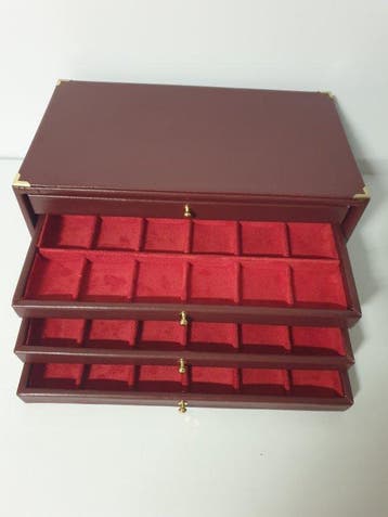 Accessoires. Burgundy eco-leather coin holders for 72 places