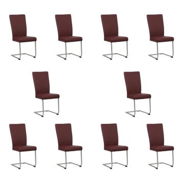 Set van 10 Leren eetkamerstoelen Dry - Toledo Bordeaux, Huis en Inrichting, Ophalen of Verzenden, Nieuw, Leer, Eén