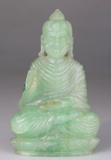 Statue Shakyamuni Personnage en Jade Jadeite - Jade, Vert, Antiquités & Art