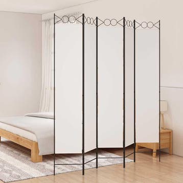 vidaXL Kamerscherm met 5 panelen 200x220 cm stof wit, Verzenden