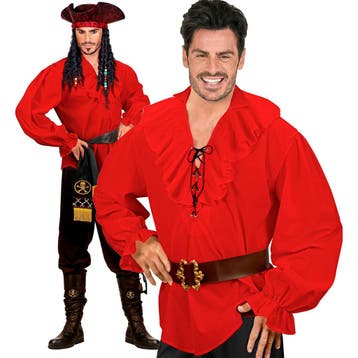 Rode Blouse Heren Piraten/Renaissance, Verzenden, Nieuw