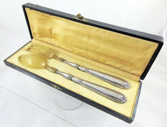 Elegant French - Couverts de service à salade - Cas, Antiquités & Art, Antiquités | Argent & Or