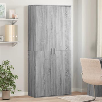 vidaXL Hoge kast 80x35x180 cm bewerkt hout grijs sonoma, Huis en Inrichting, Verzenden, Nieuw