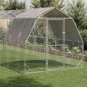 vidaXL Kippenren met dak 2,5x8x2,25 m gegalvaniseerd staal, Verzenden, Nieuw