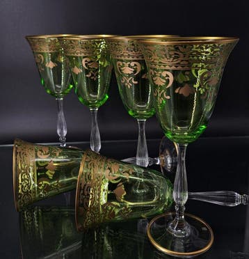 Artemisia Bohemia Firmati - Verre à vin (6) - Cristal, Or