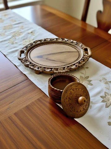 Decoratief dienblad - Antikes edwardianisches Set aus