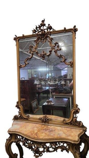 Miroir (2) - Bois, Plâtre - Table console avec miroir