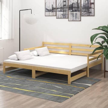 vidaXL Slaapbank uitschuifbaar massief grenenhout 2x(90x200), Verzenden, Nieuw