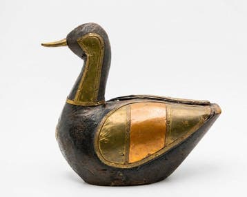 sculptuur, Anatra decorativo in legno - 15 cm - met