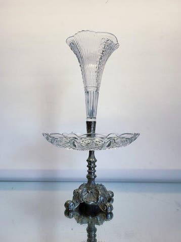 Val Saint Lambert - Tafelmiddenstuk - Glas, Metaal - epergne, Antiek en Kunst