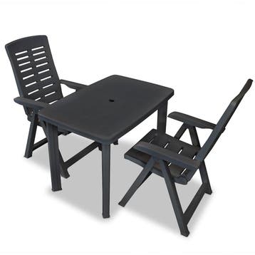 vidaXL 3-delige Bistroset kunststof antraciet, Tuin en Terras, Verzenden, Nieuw
