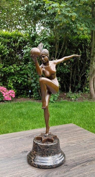 Bronzen beeld – Gesigneerd & voorzien van brons stempel -, Antiquités & Art, Curiosités & Brocante