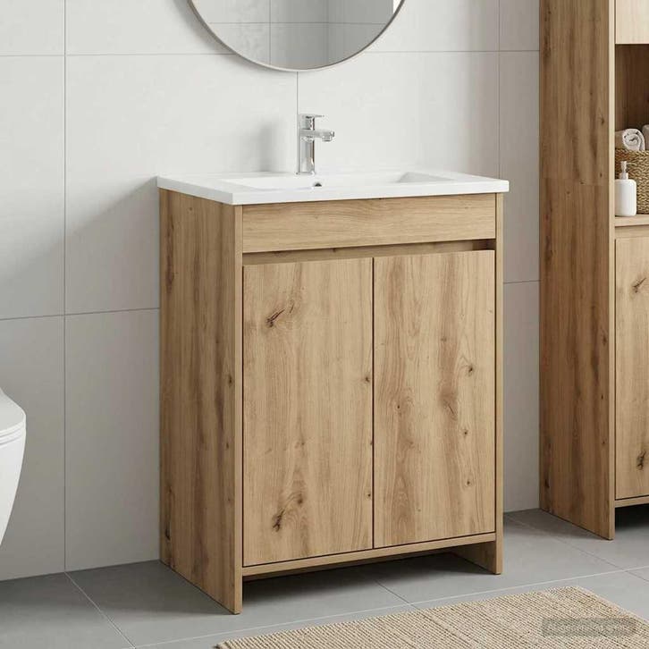 vidaXL Badkamer Onder Het Wastafel Kast Artisanaal eiken, Maison & Meubles, Tables | Coiffeuses, Envoi