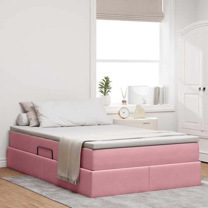 vidaXL Opbergbed met matras met matras Roze 120 x 200 cm, Huis en Inrichting, Slaapkamer | Bedden, Nieuw, Verzenden