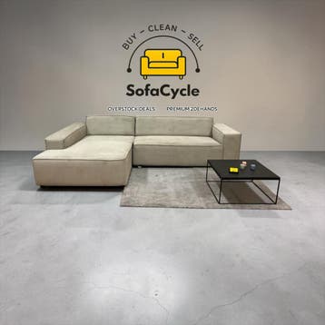 Quattro hoekzetel beige in fluweel, hoek L – overstock, Verzenden