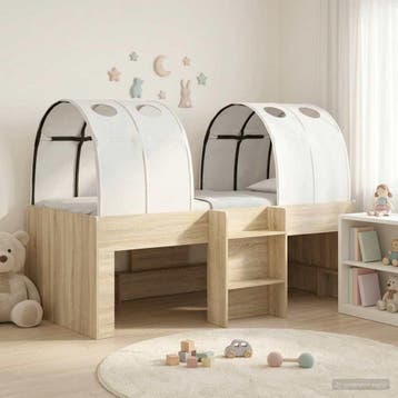 vidaXL Bed met Tunnel 3 st Sonoma eiken en wit Bewerkt hout, Verzenden, Nieuw