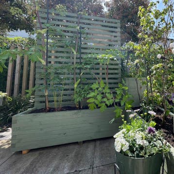 Grote houten plantenbak met klimrek 100x40x36x(176) cm, Verzenden, Nieuw, Balkon, 60 tot 100 cm