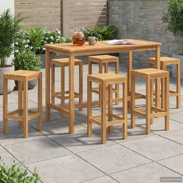 vidaXL Buiten Bar Set 7 st Naturel Massief Teakhout, Verzenden, Nieuw