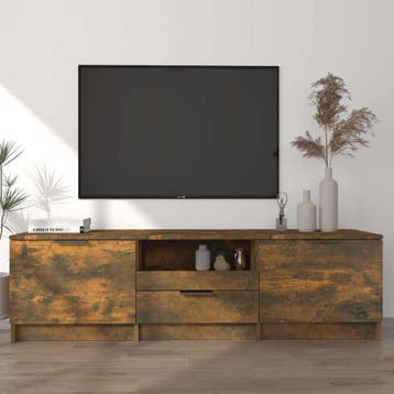 vidaXL Tv-meubel 140x35x40 cm bewerkt hout gerookt, Verzenden, Nieuw