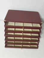 Accessoires. Burgundy eco-leather coin cabinet for 48 places