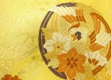 Nishijin Fukuro Obi kimono-riem Echt goud Karaori geweven