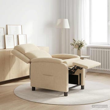 vidaXL Recliner Crèmekleurig Stof, Huis en Inrichting, Fauteuils, Verzenden, Nieuw