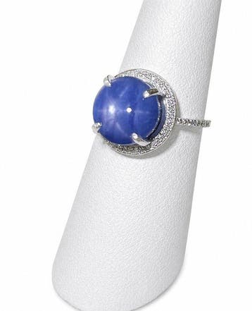 Ring Platina - 12.49ct. tw. Saffier - Diamant -, Nieuw