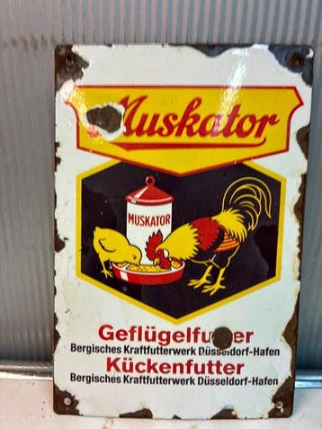 Muskator Geflügelfutter & Kükenfutter – Emaille Reclamebord