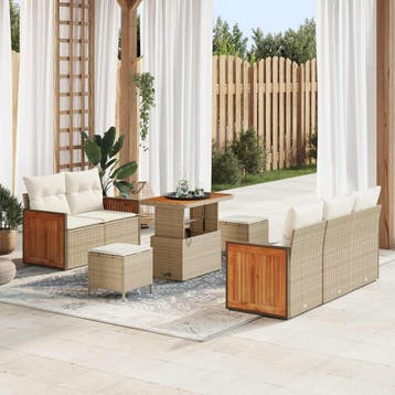 vidaXL Tuinbank Set 8 st 8-Aantal zitplaatsen Beige en Crème, Verzenden
